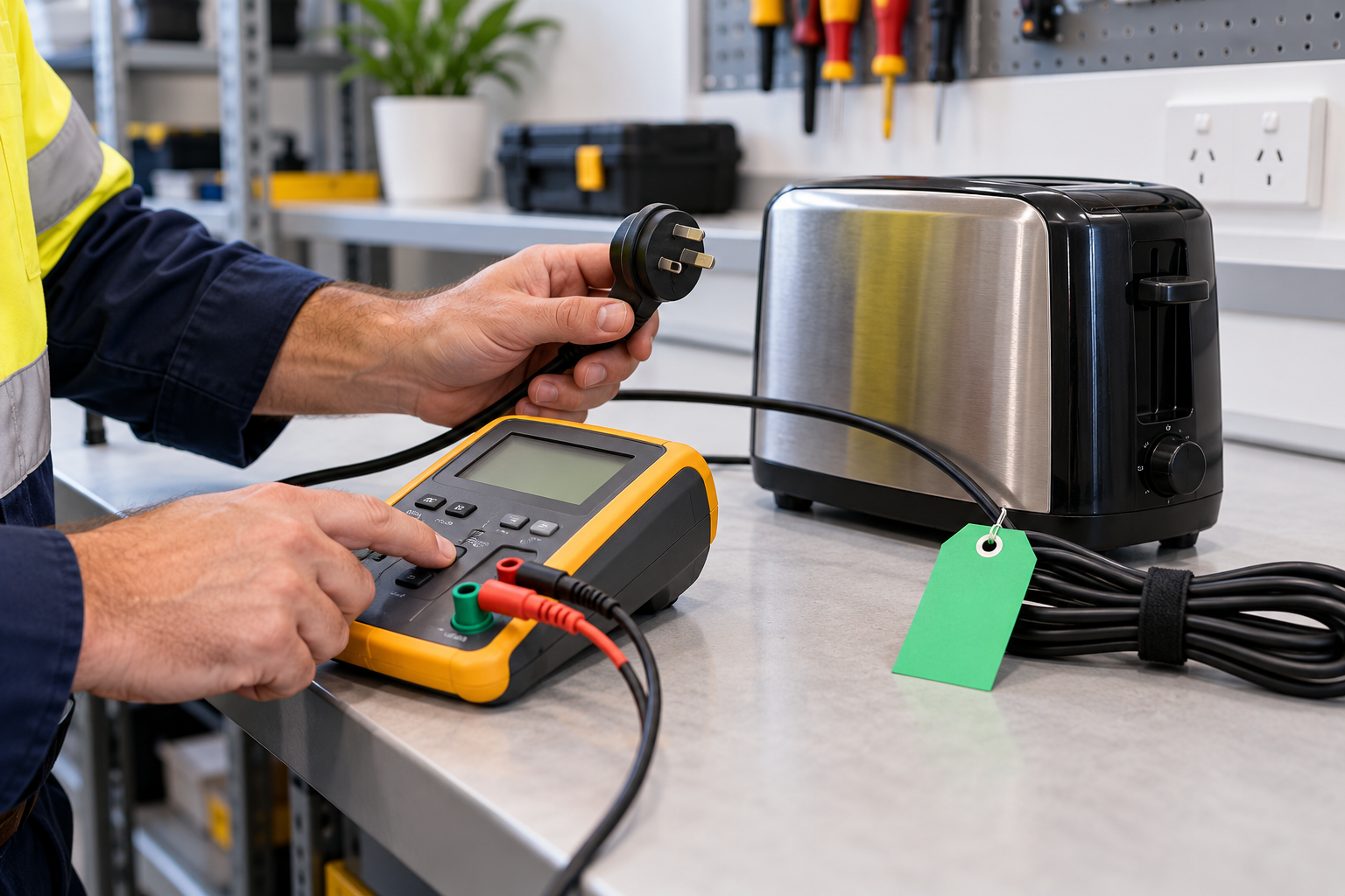 Portable electrical appliance testing in a workplace